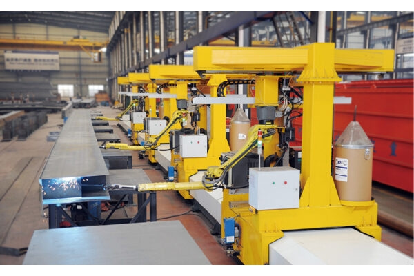 Robot welding production line for lifting chassis beam